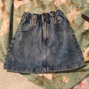 Paper bag waist jean skirt